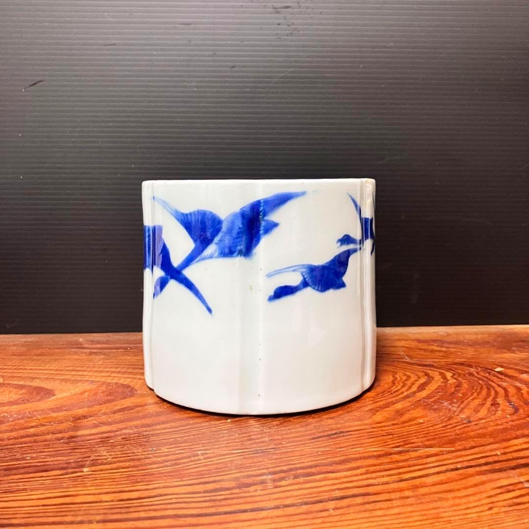 茶道具火入 染付鶴飛翔図 手炙り火鉢 香炉などにも 江戸